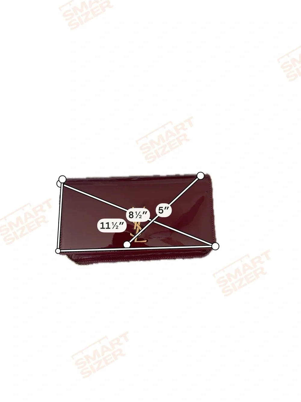 Saint Laurent Burgundy Patent Leather Logo Crossbody Wallet with Gold Chain - Picture 8 of 10